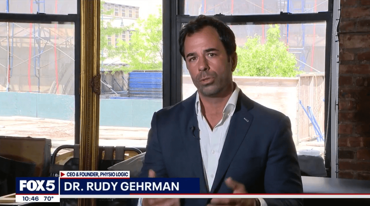 The CEO and founder of Physio Logic speaking during a FOX 5 news segment
