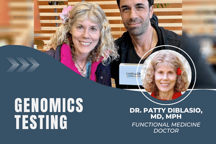 Webinar title card for Genomics Testing with Dr. Patty DiBlasio