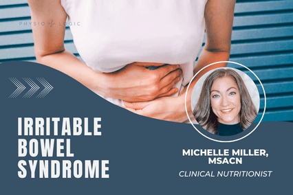 Webinar title card for Irritable Bowel Syndrome with Michelle Miller, MSACN