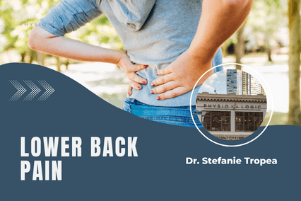 Webinar title card for Low Back Pain with Dr. Stefanie Tropea