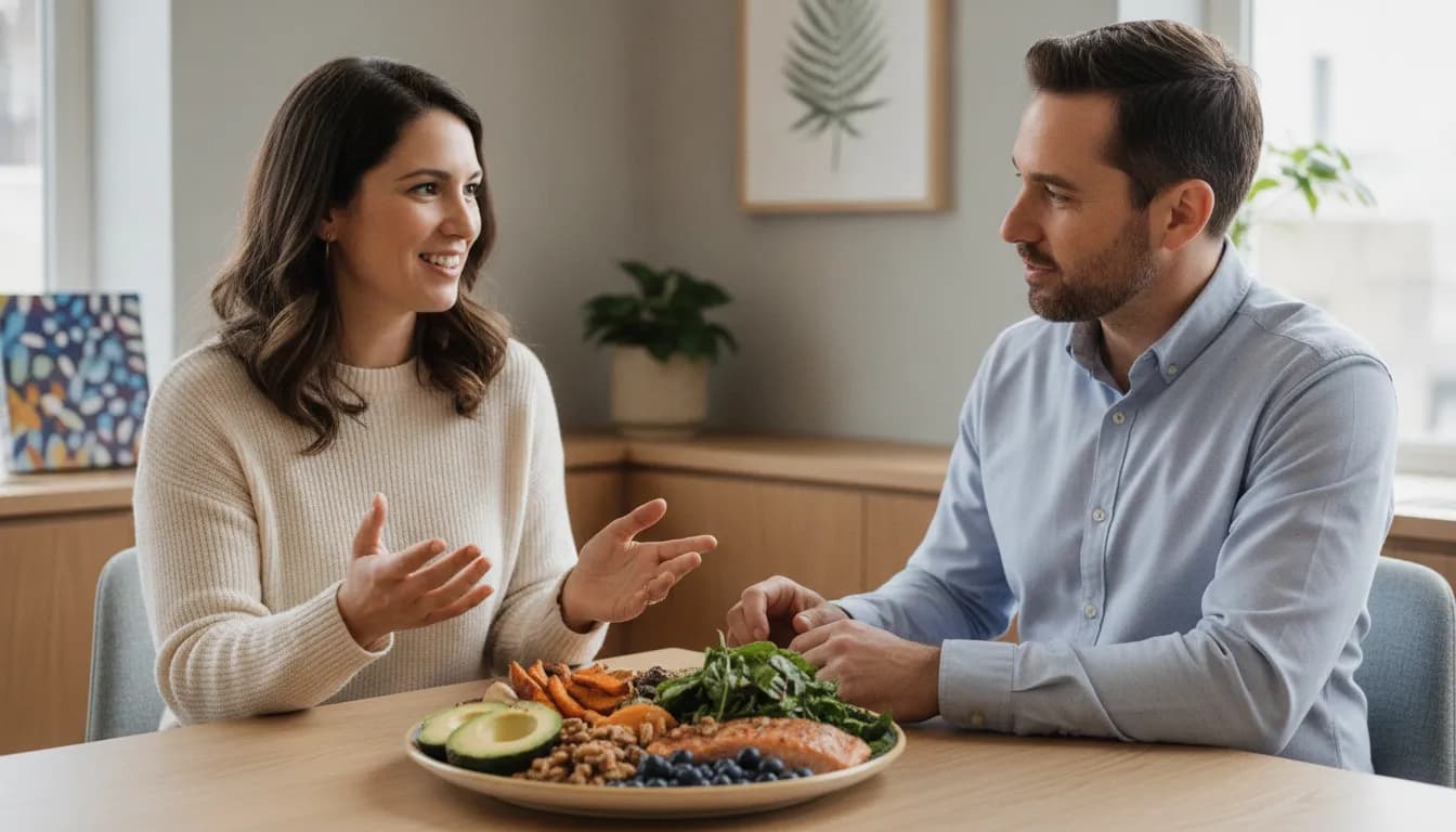 Registered dietitian discussing nutrition and inflammation with a Brooklyn patient